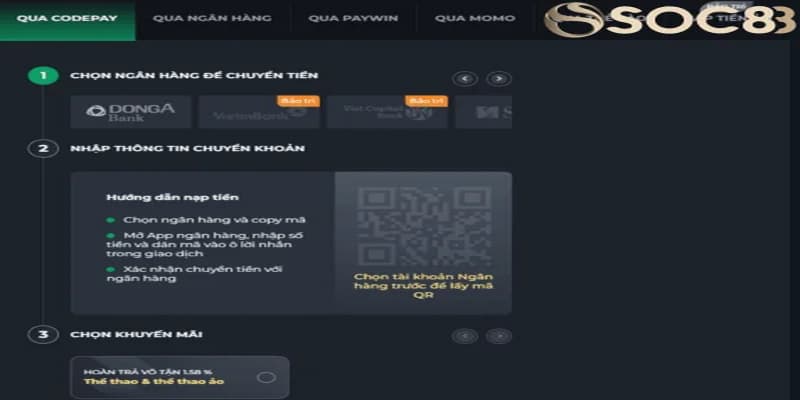 Nạp tiền SOC88 và một vài lưu ý