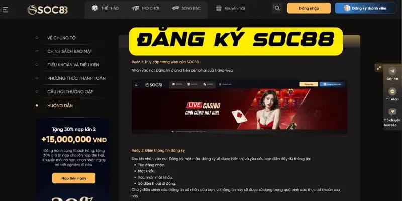 Hướng dẫn đăng ký SOC88 chi tiết